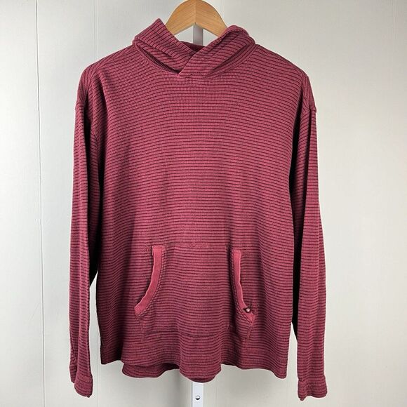 Airwalk Tops - Airwalk Hooded Hoodie Top‎ Womens Large Thermal Waffle Knit Red Black Stripe